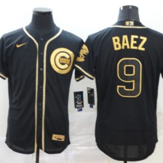 Cubs 9 Javier Baez Black Gold Nike Flexbase Jersey