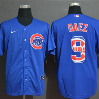 Cubs 9 Javier Baez Royal 2020 Nike Cool Base Fashion Jersey