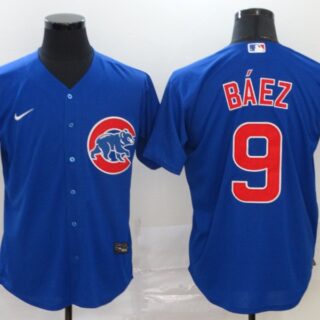 Cubs 9 Javier Baez Royal 2020 Nike Cool Base Jersey