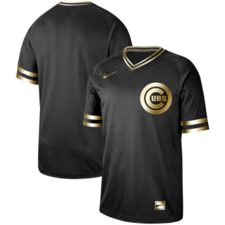 Cubs Blank Black Gold Nike Cooperstown Collection Legend V Neck Jersey