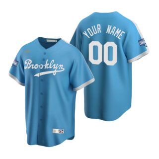 Custom Brooklyn Dodgers Light Blue 2020 World Series Champions Cooperstown Collection Jersey