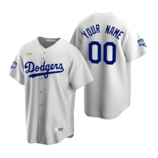 Custom Brooklyn Dodgers White 2020 World Series Champions Cooperstown Collection Jersey