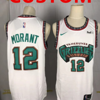 Custom Grizzlies White Nike Throwbacks Swingman Jersey