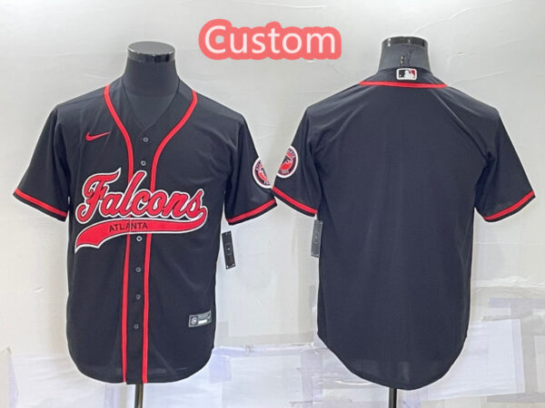 Custom Men's Atlanta Falcons Black Cool Base Stitched Baseball Jersey