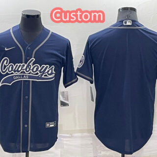 Custom Men's Dallas Cowboys Navy Cool Base Stitched Baseball Jersey
