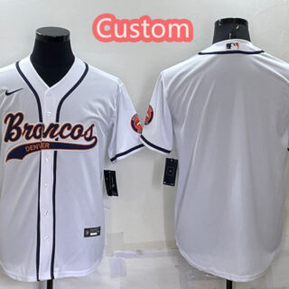 Custom Men's Denver Broncos White Cool Base Stitched Baseball Jersey