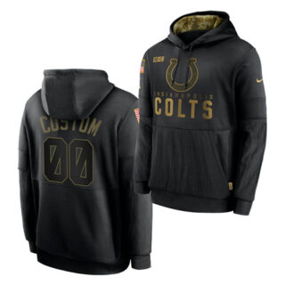 Custom Men's Indianapolis Colts 2020 Salute To Service Black Sideline Performance Pullover Hoodie