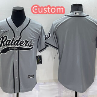 Custom Men's Las Vegas Raiders Grey Cool Base Stitched Baseball Jersey