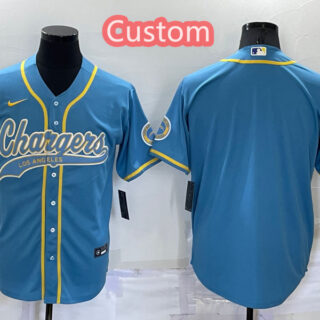 Custom Men's Los Angeles Chargers Blue Cool Base Stitched Baseball Jersey