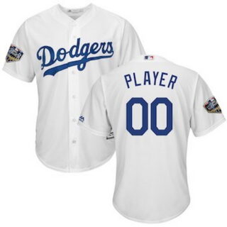 Custom Men's Los Angeles Dodgers White 2018 World Series Cool Base Jersey