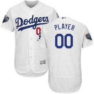 Custom Men's Los Angeles Dodgers White 2018 World Series Flex Base Jersey