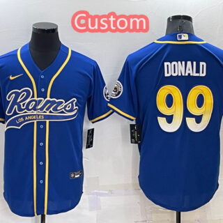 Custom Men's Los Angeles Rams Royal Cool Base Stitched Baseball Jersey