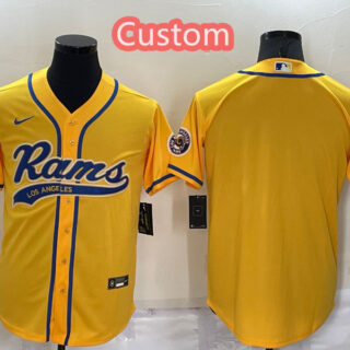Custom Men's Los Angeles Rams Yellow Stitched Jersey