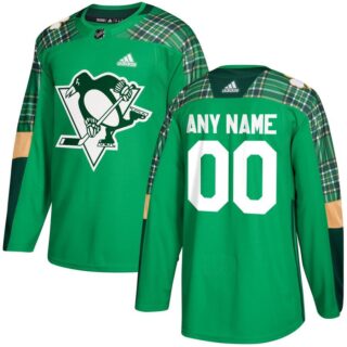 Custom Men's Pittsburgh Penguins Green St. Patrick's Day Practice Jersey