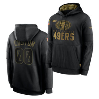 Custom Men's San Francisco 49ers 2020 Salute To Service Black Sideline Performance Pullover Hoodie