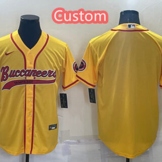 Custom Men's Tampa Bay Buccaneers Yellow Cool Base Stitched Baseball Jersey
