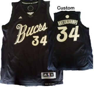 Custom Men's Milwaukee Bucks #34 Giannis Antetokounmpo Black 2016 Christmas Day Swingman Jerseys