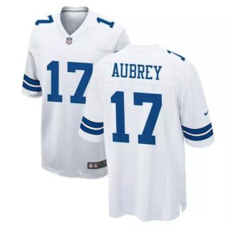 Men's Dallas Cowboy #17 Brandon Aubrey stitched Jersey White