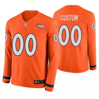 Denver Broncos Custom Orange Therma Long Sleeve Jersey