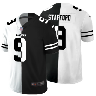 Detroit Lions #9 Matthew Stafford Men's Black V White Peace Split Nike Vapor Untouchable Limited NFL Jersey