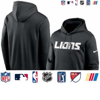 Detroit Lions Nike Fan Gear Wordmark Performance Pullover Hoodie Black