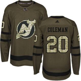 Devils #20 Blake Coleman Green Salute to Service Stitched Hockey Jersey