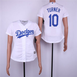 Dodgers 10 Justin Turner White Women Cool Base Jersey