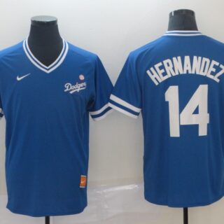 Dodgers 14 Enrique Hernandez Royal Throwback Jersey