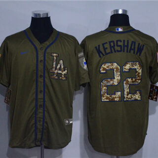 Dodgers 22 Clayton Kershaw Olive 2020 Nike Cool Base Jersey