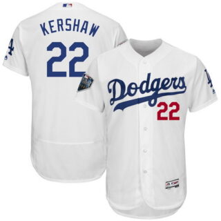 Dodgers 22 Clayton Kershaw White 2018 World Series Flexbase Player Jersey