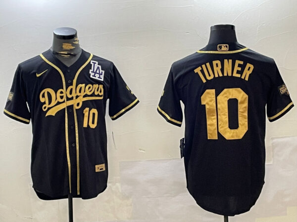 Dodgers #10 Justin Turner BLACK Cool Base Stitched MLB Jerseys