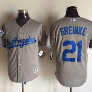 Dodgers #21 Zack Greinke Grey New Cool Base 2018 World Series Stitched MLB Jersey