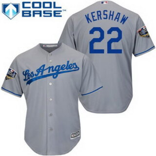 Dodgers #22 Clayton Kershaw Grey New Cool Base 2018 World Series Stitched MLB Jersey