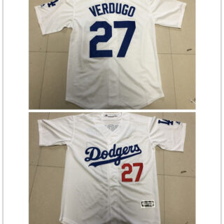 Dodgers #27 Alex Verdugo White Cool Base Jersey