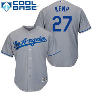 Dodgers #27 Matt Kemp Grey New Cool Base Stitched Baseball Jersey