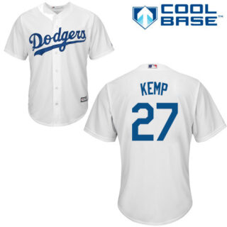 Dodgers #27 Matt Kemp White New Cool Base Stitched Baseball Jersey