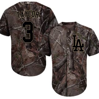 Dodgers #3 Chris Taylor Camo Realtree Collection Cool Base Stitched Youth Baseball Jersey