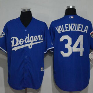 Dodgers #34 Fernando Valenzuela Blue New Cool Base 2018 World Series Stitched MLB Jersey