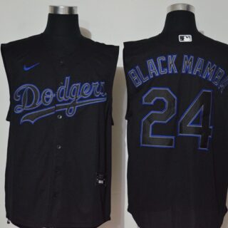 Dodgers 24 Black Mamba Black Nike Cool Base Sleeveless Jersey