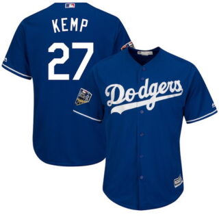 Dodgers 27 Matt Kemp Royal 2018 World Series Cool Base Player Jersey