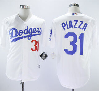 Dodgers 31 Mike Piazza White Cool Base Jersey
