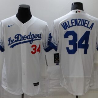 Dodgers 34 Fernando Valenzuela White 2021 City Connect Flexbase Jersey