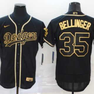 Dodgers 35 Cody Bellinger Black Gold 2020 Nike Flexbase Jersey