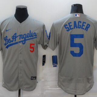 Dodgers 5 Corey Seager Gray 2020 Nike Flexbase Jersey