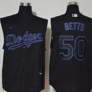 Dodgers 50 Mookie Betts Black Nike Cool Base Sleeveless Jersey