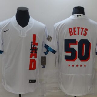 Dodgers 50 Mookie Betts White Nike 2021 MLB All-Star Flexbase Jersey
