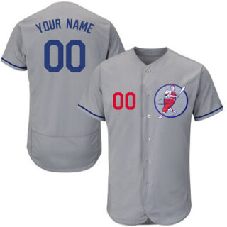Dodgers Gray Men's Customized Flexbase New Design Jersey