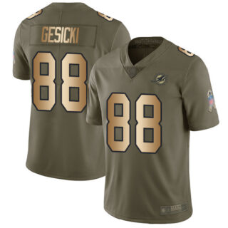 Dolphins #88 Mike Gesicki Olive Gold Men's Stitched Football Limited 2017 Salute To Service Jersey