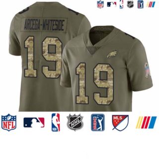 Eagles #19 JJ Arcega-Whiteside Olive Camo Youth Stitched Football Limited 2017 Salute to Service Jersey