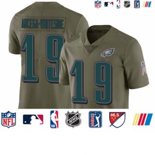 Eagles #19 JJ Arcega-Whiteside Olive Youth Stitched Football Limited 2017 Salute to Service Jersey